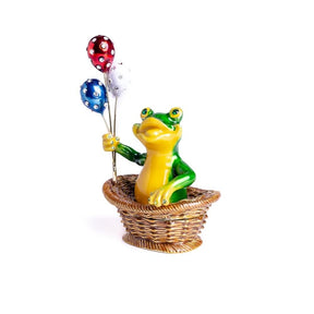 Frog Sitting in a Basket Holding Balloons Baby Shower Keren Kopal