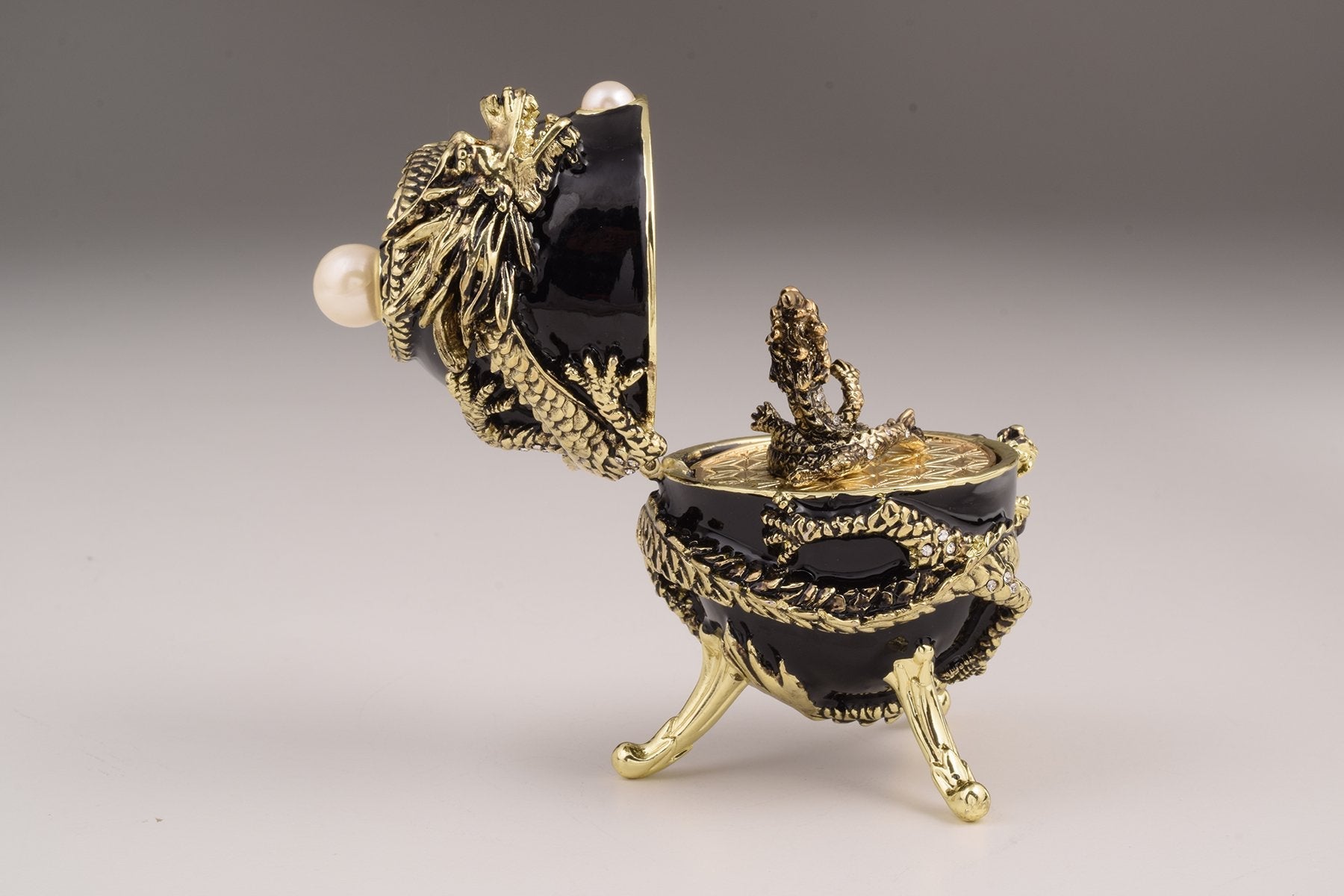 Keren Kopal Black Faberge Egg with Dragon  129.00