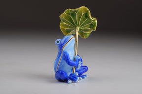 Keren Kopal Blue Frog with Umbrella Trinket Box  76.50