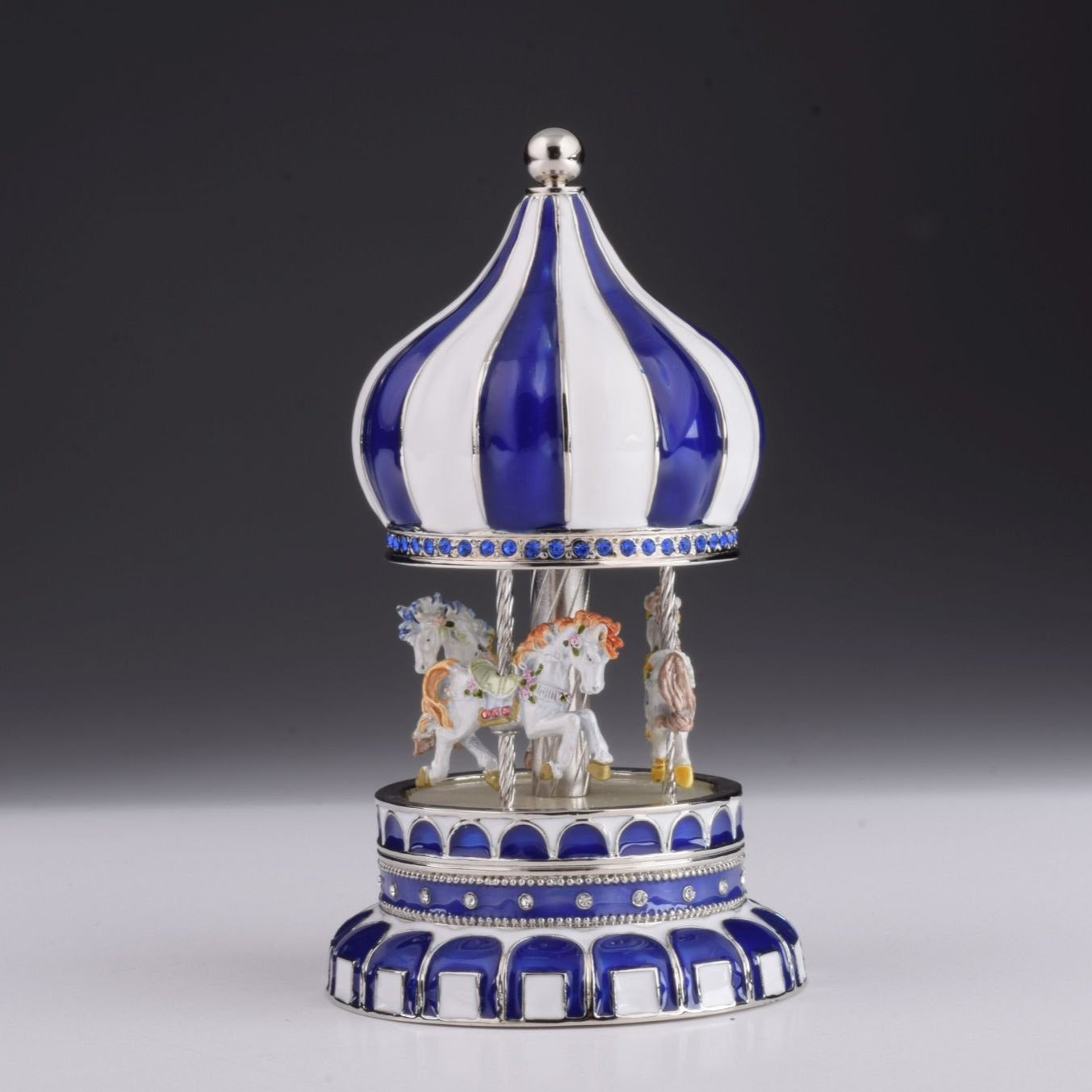 Blue Wind up Musical Carousel Carousel music box Keren Kopal