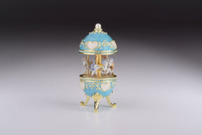 Teal Wind up Musical Carousel Carousel music box Keren Kopal