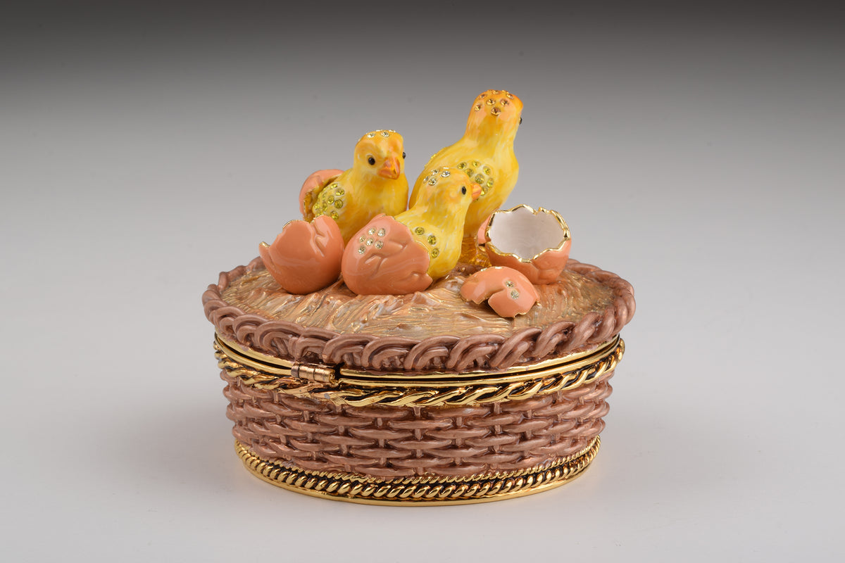 Brown basket with Baby Chicks &eggs