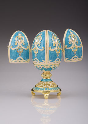 Teal Faberge Egg with Clock Inside