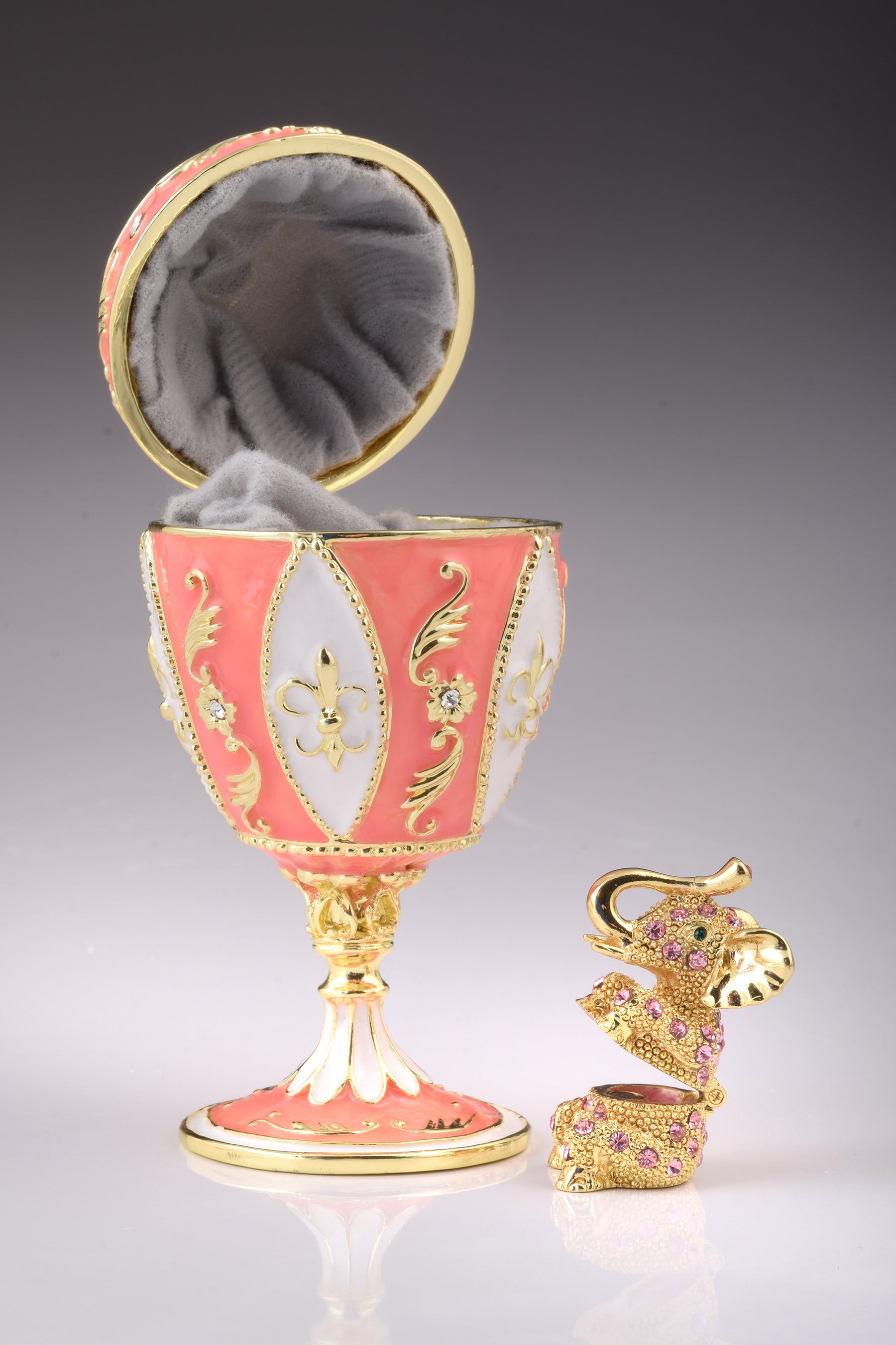 Pink Faberge Egg with Elephant Inside