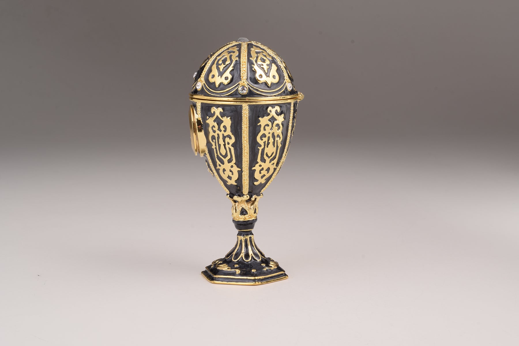 Black Faberge Egg with Clock