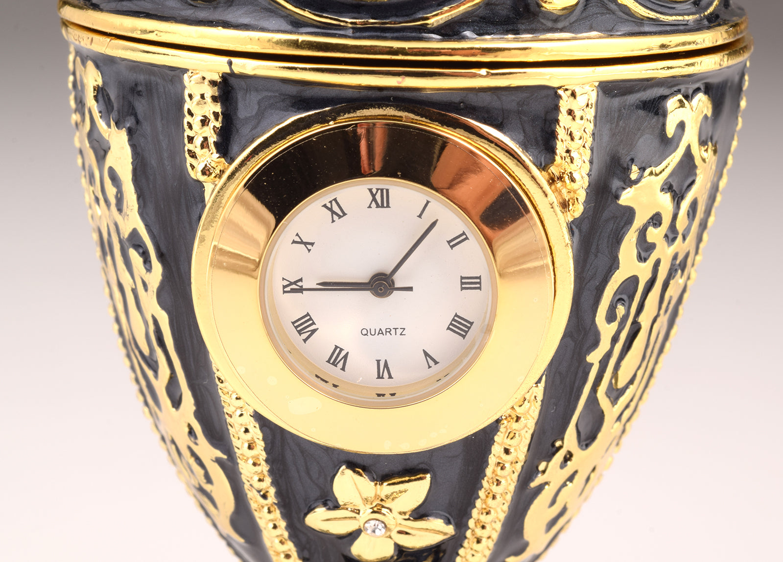 Black Faberge Egg with Clock