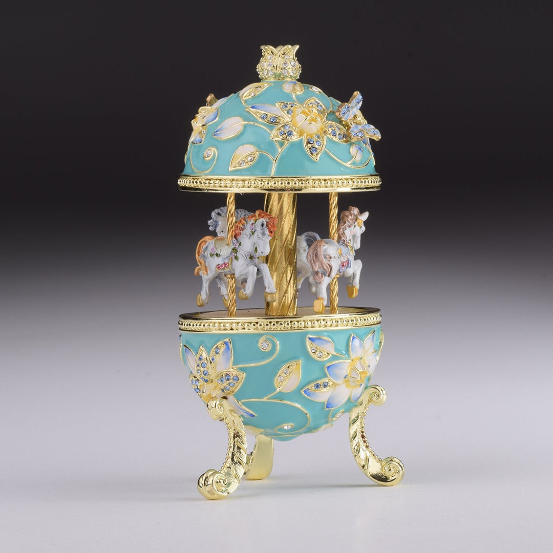 Teal Wind up Musical Carousel