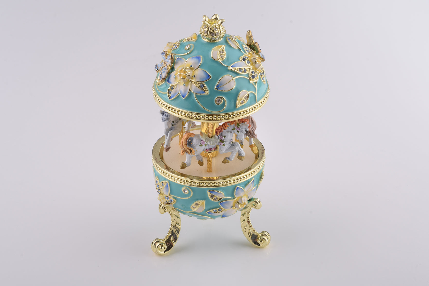 Teal Wind up Musical Carousel