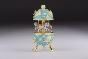 Teal Wind up Musical Carousel