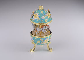 Teal Wind up Musical Carousel