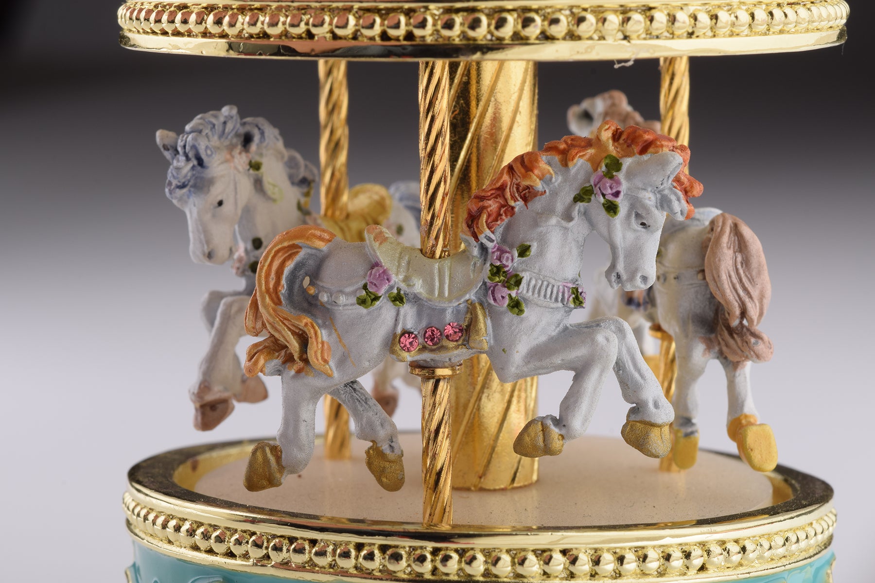 Teal Wind up Musical Carousel