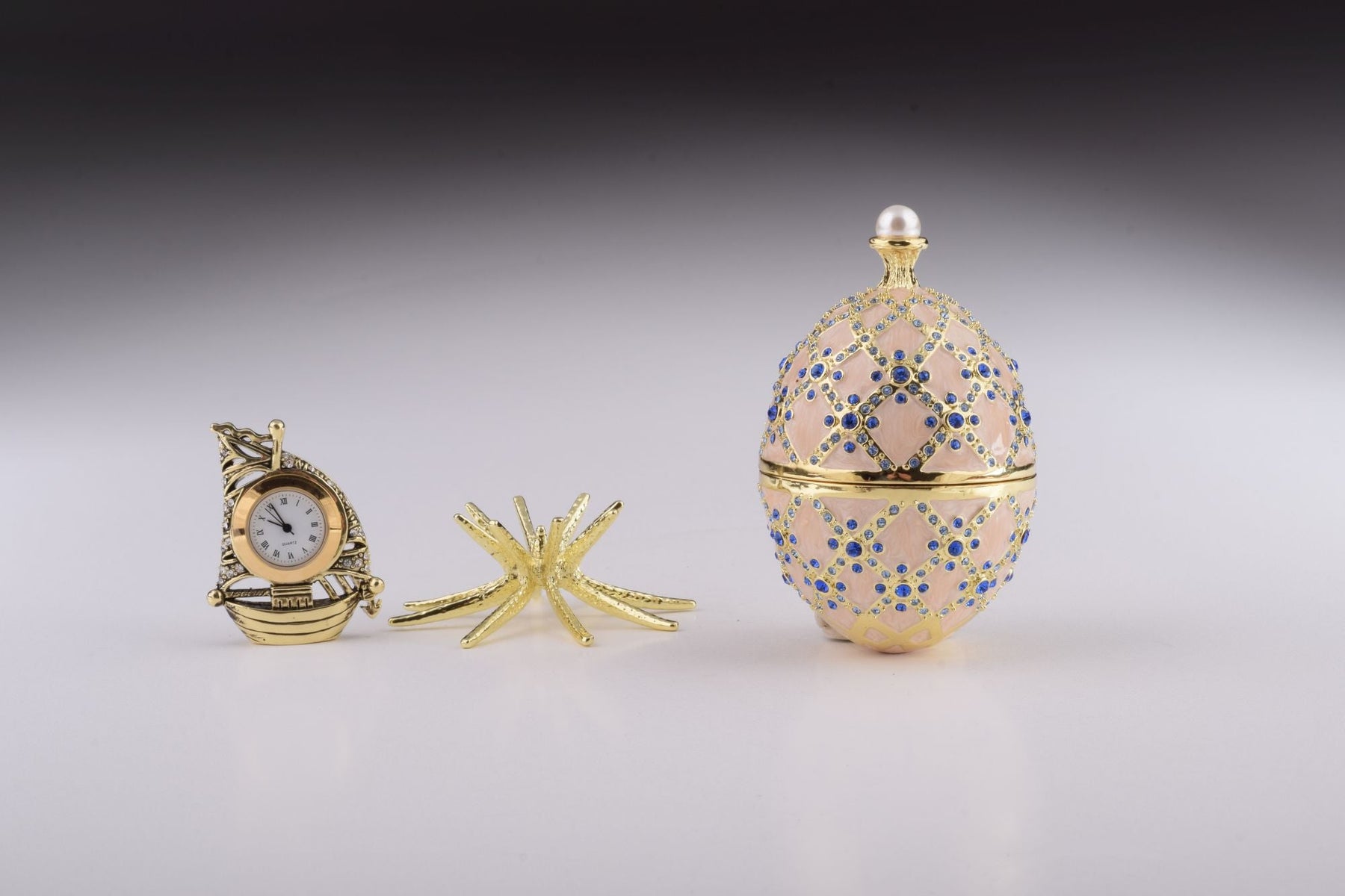 Pink Faberge Egg with Clock Inside