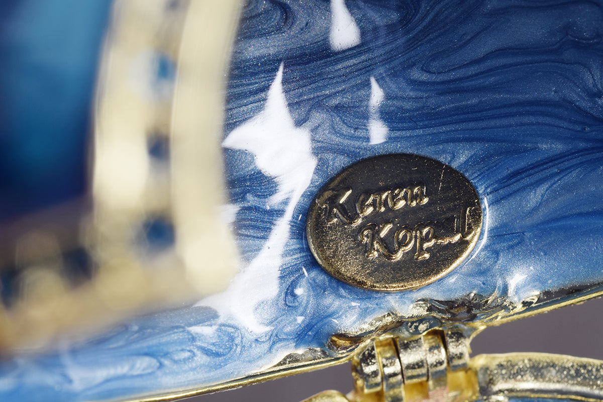 Blue Faberge Egg with Piano Inside