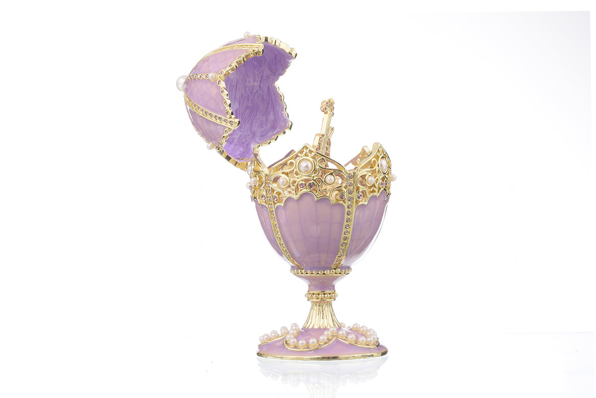 Purple Faberge Egg with Violin Inside