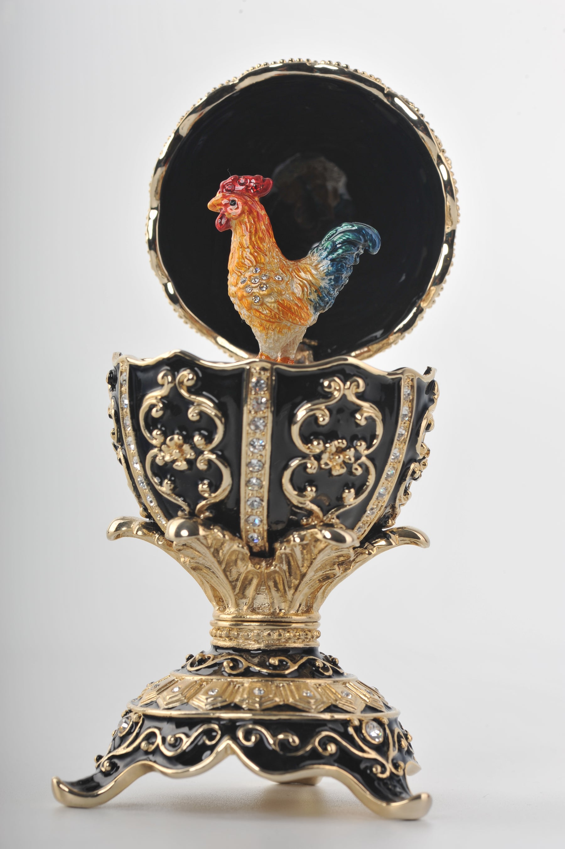 Black Faberge Egg with a Chicken Inside