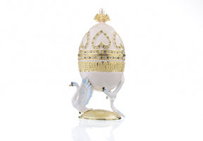 White Faberge Egg with Swans