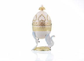 White Faberge Egg with Swans