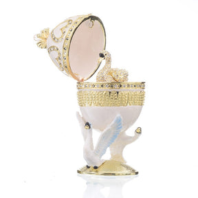 White Faberge Egg with Swans