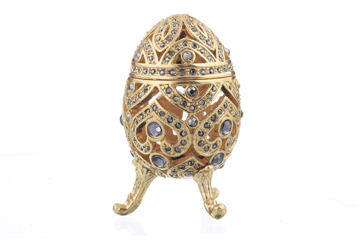 Gold Faberge Egg with Blue Crystals