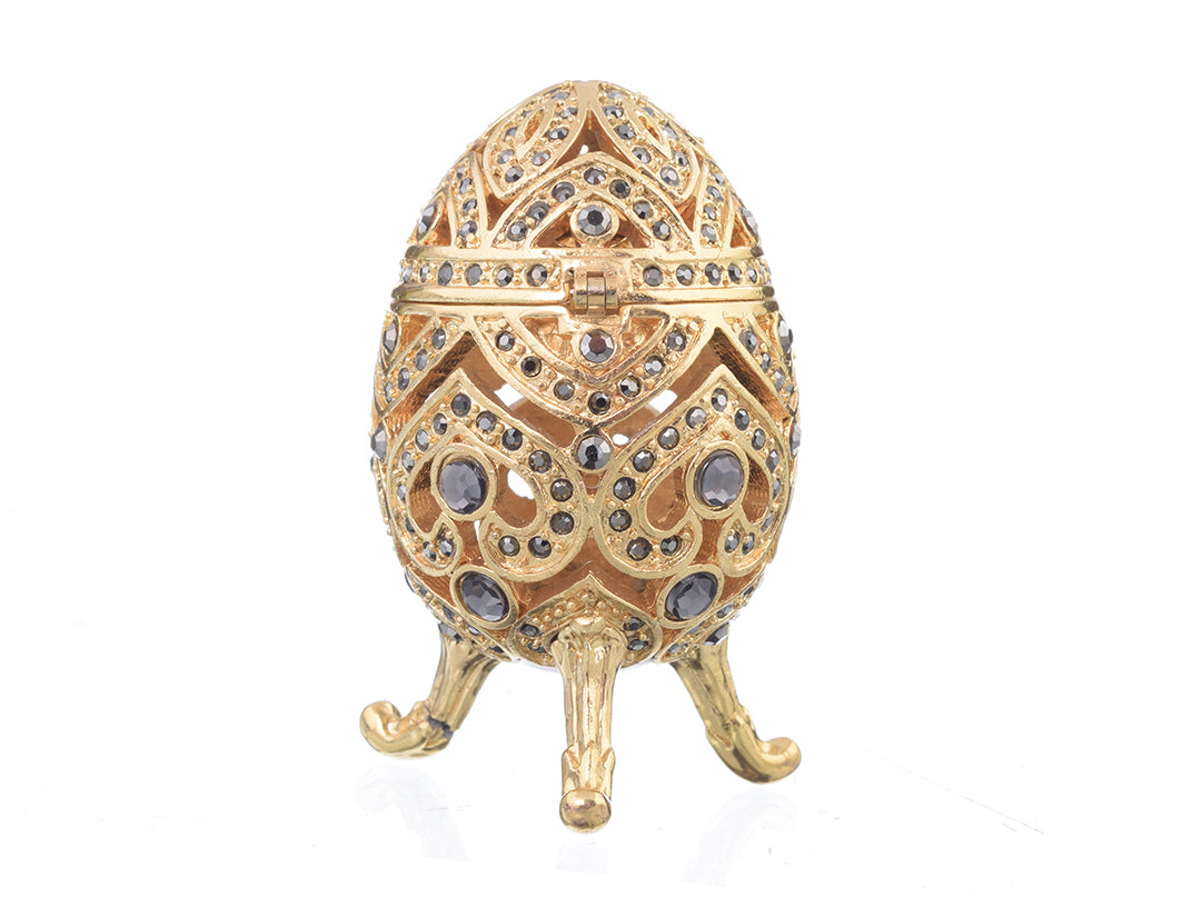 Gold Faberge Egg with Blue Crystals