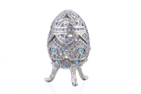 Silver Faberge Egg with Blue Crystals