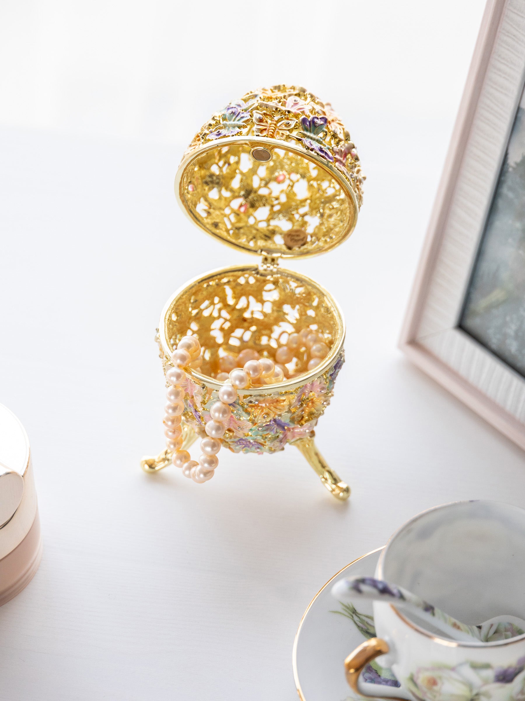 Golden Faberge Egg Decorated with Butterflies