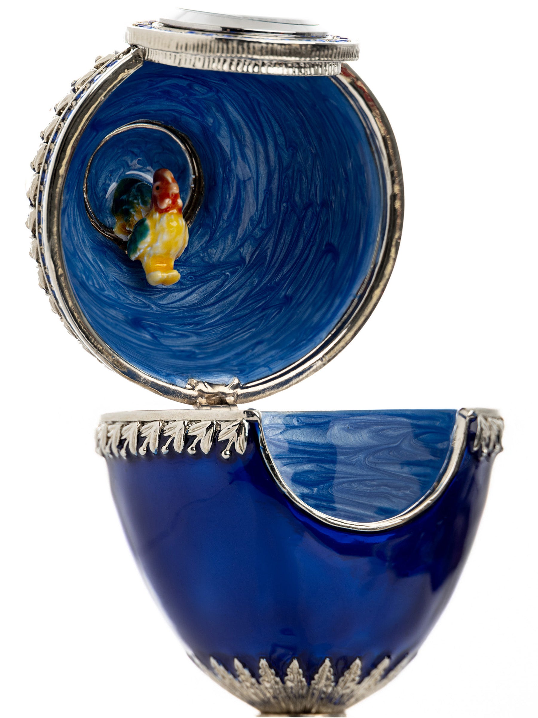 Blue Faberge Egg with a Pearl and a Clock