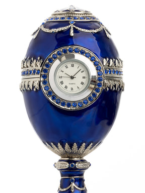 Blue Faberge Egg with a Pearl and a Clock