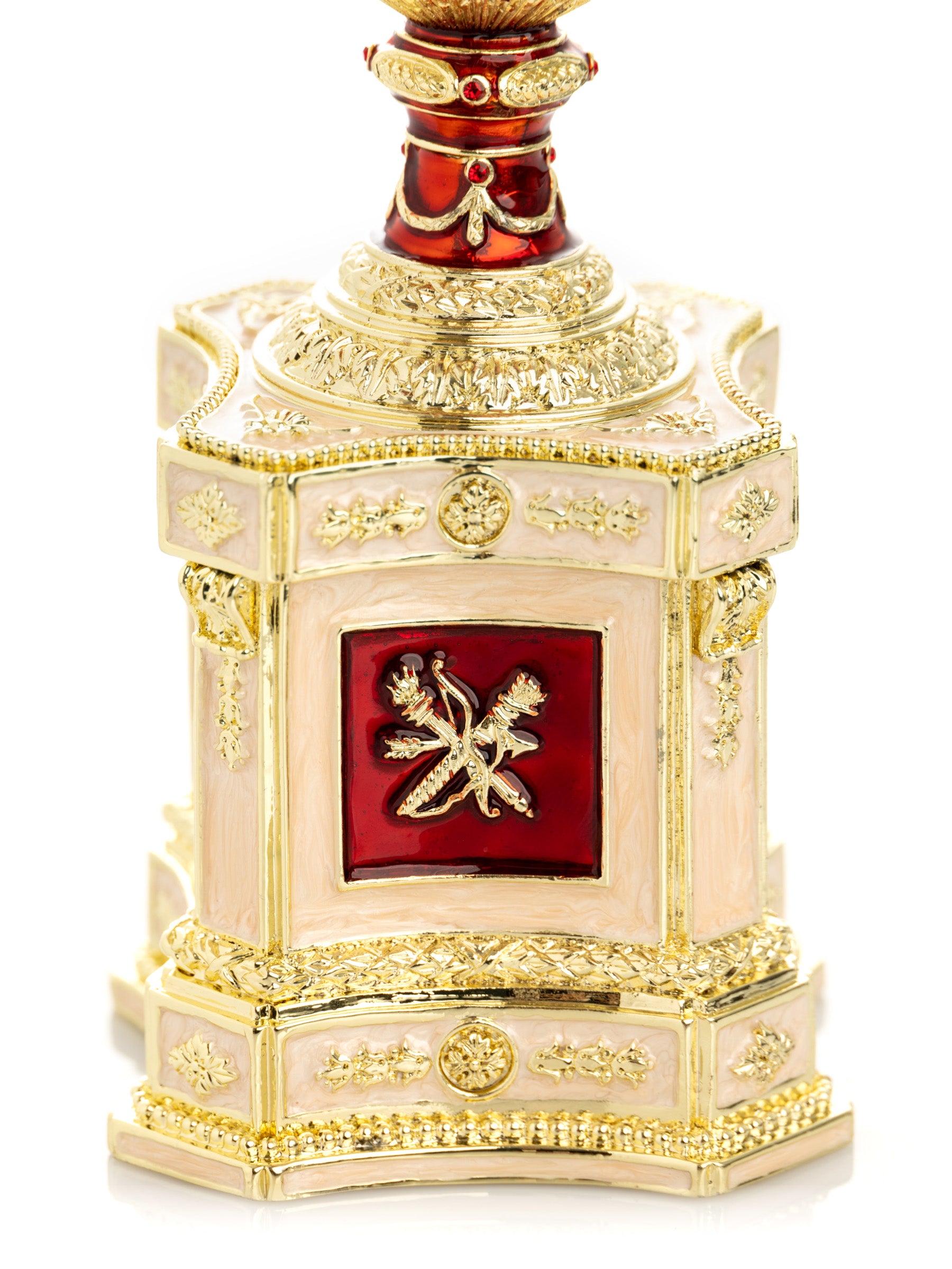 Red Faberge Egg with a Pearl and a Clock