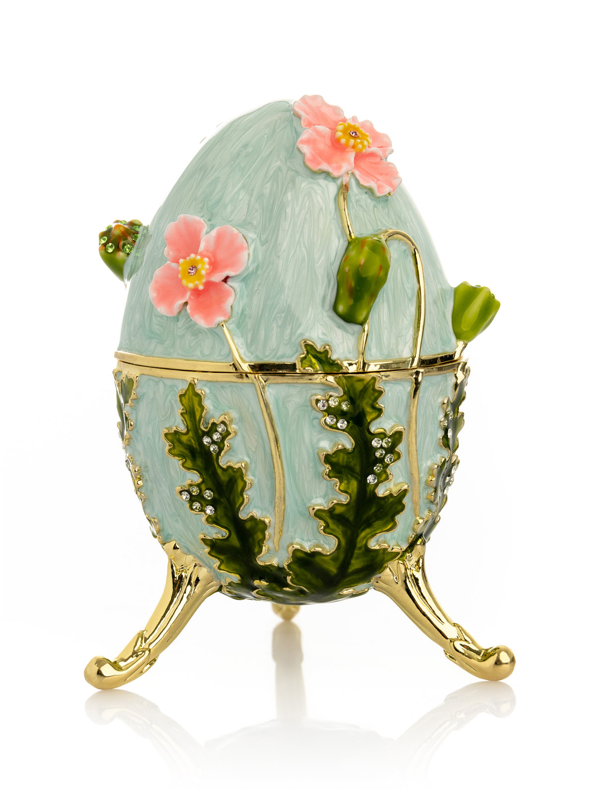 Turquoise Faberge Egg with Flowers