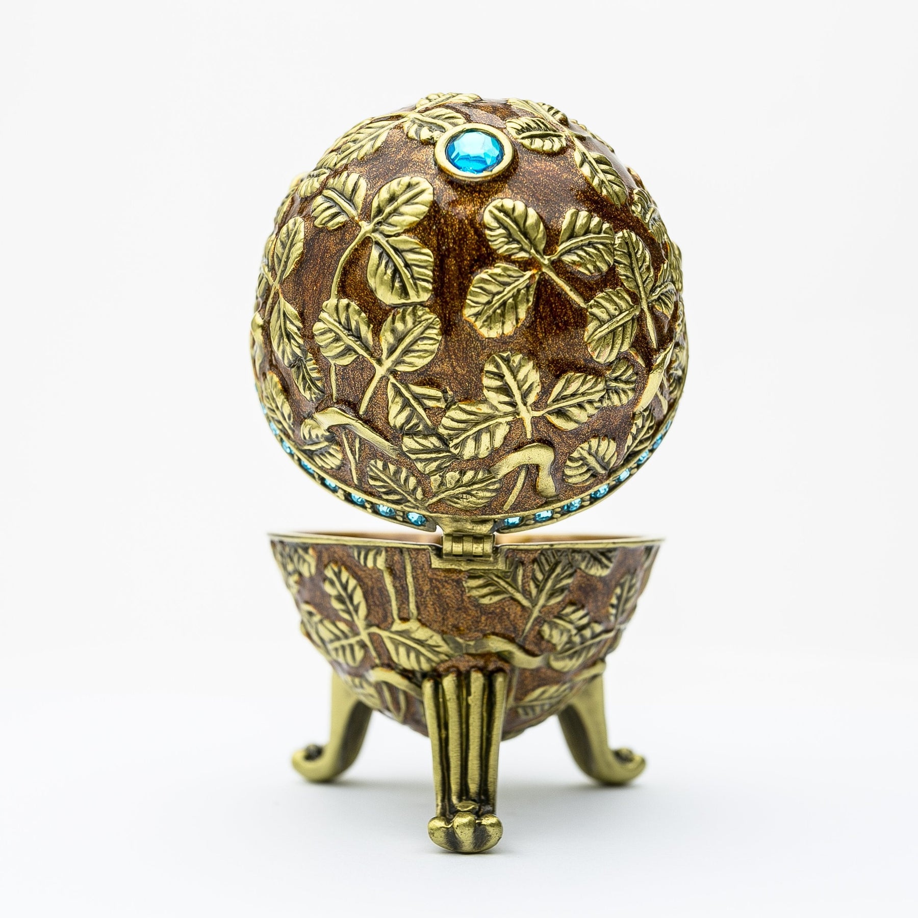 Brown Faberge Egg with Leaves Easter Egg Keren Kopal