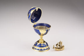 Globe Faberge Egg with Sailing ship Easter Egg Keren Kopal