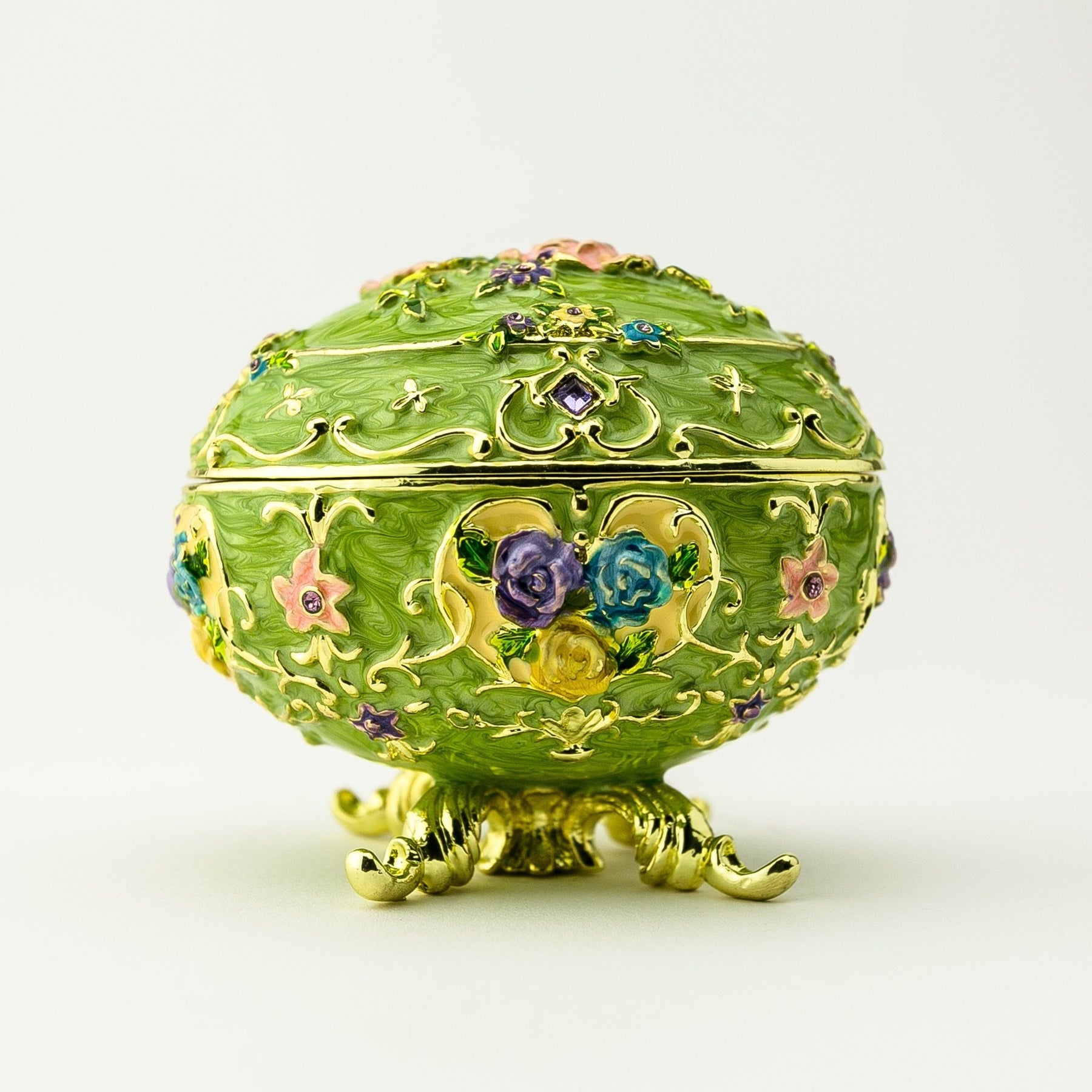 Green Faberge Egg with Flowers Easter Egg Keren Kopal