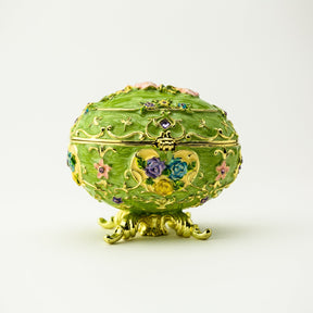 Green Faberge Egg with Flowers Easter Egg Keren Kopal