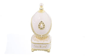 White Faberge Egg with Pearl Easter Egg Keren Kopal