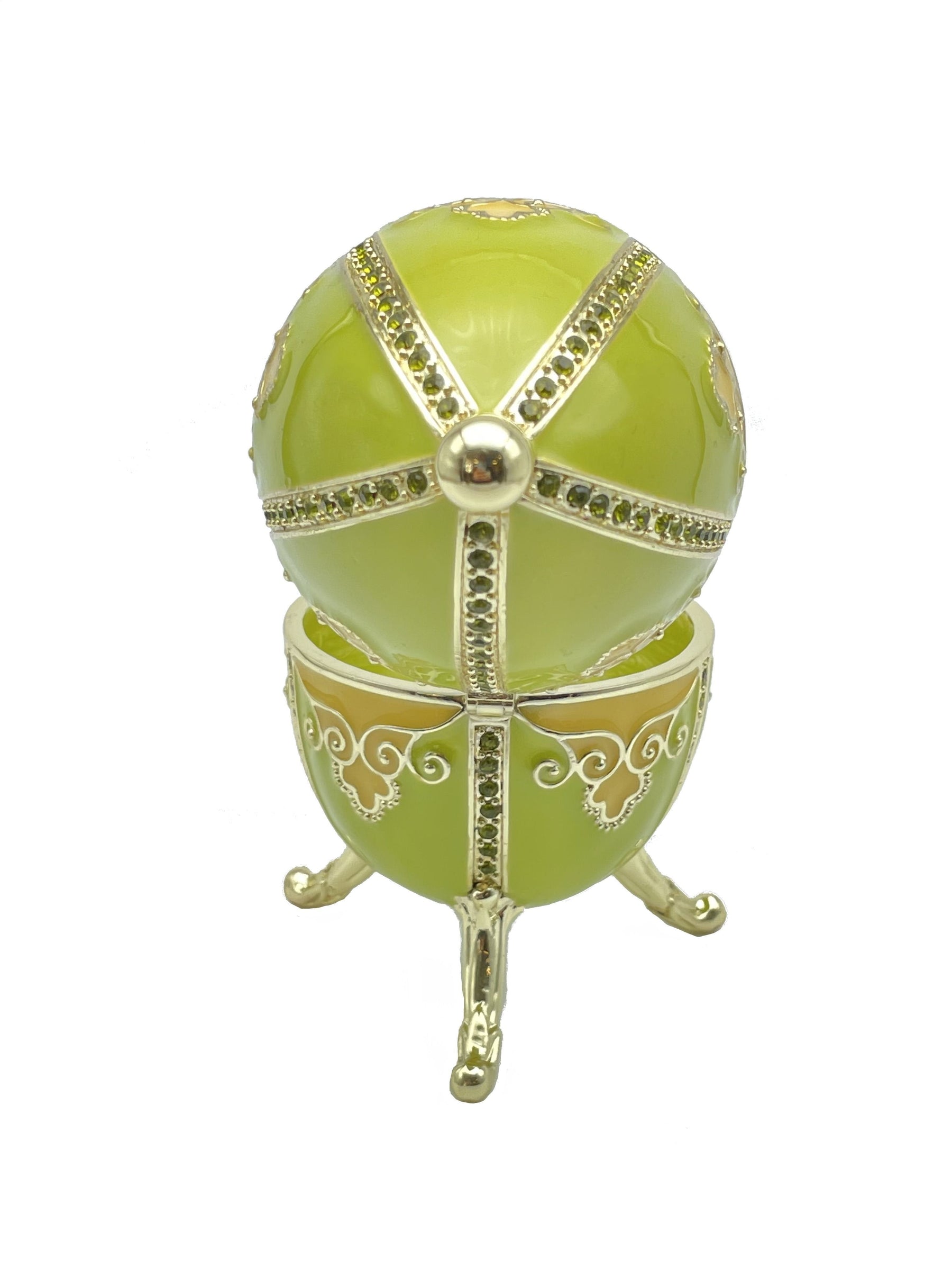 Copy of Green Faberge Egg Music Playing Decorated with Flowers Faberge Egg Keren Kopal