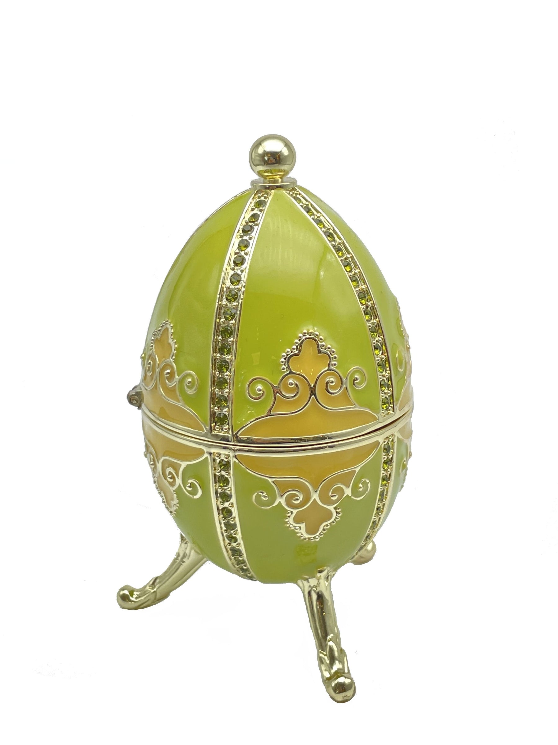 Copy of Green Faberge Egg Music Playing Decorated with Flowers Faberge Egg Keren Kopal