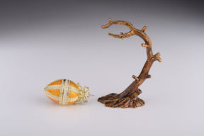 Orange Russian Egg Hanging of a Tree Branch Faberge Egg Keren Kopal