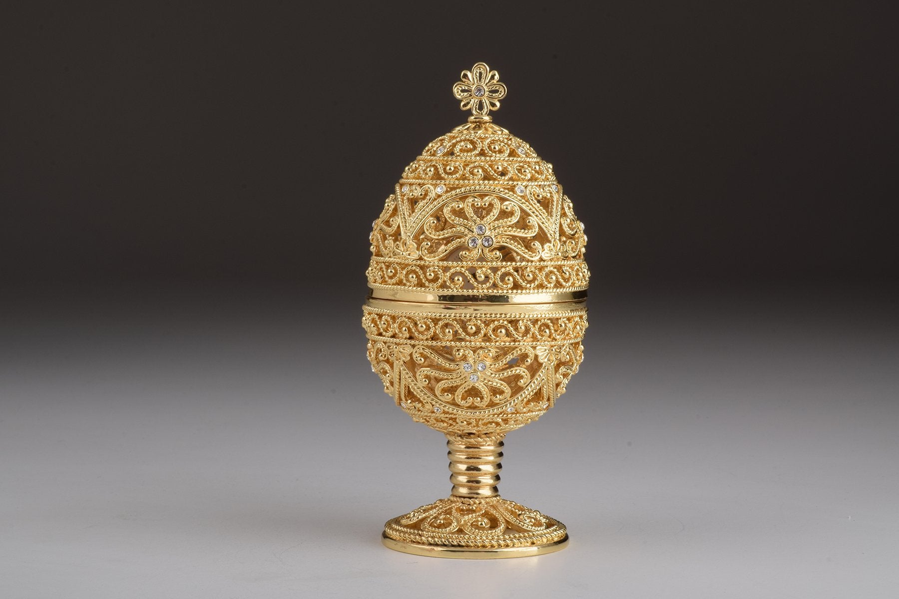 Keren Kopal Gold Faberge Egg with Clock Inside  119.00