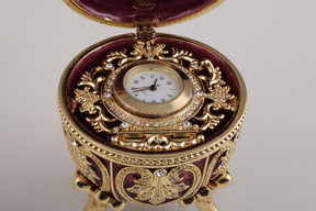 Gold & Red Faberge Egg with Clock  Keren Kopal