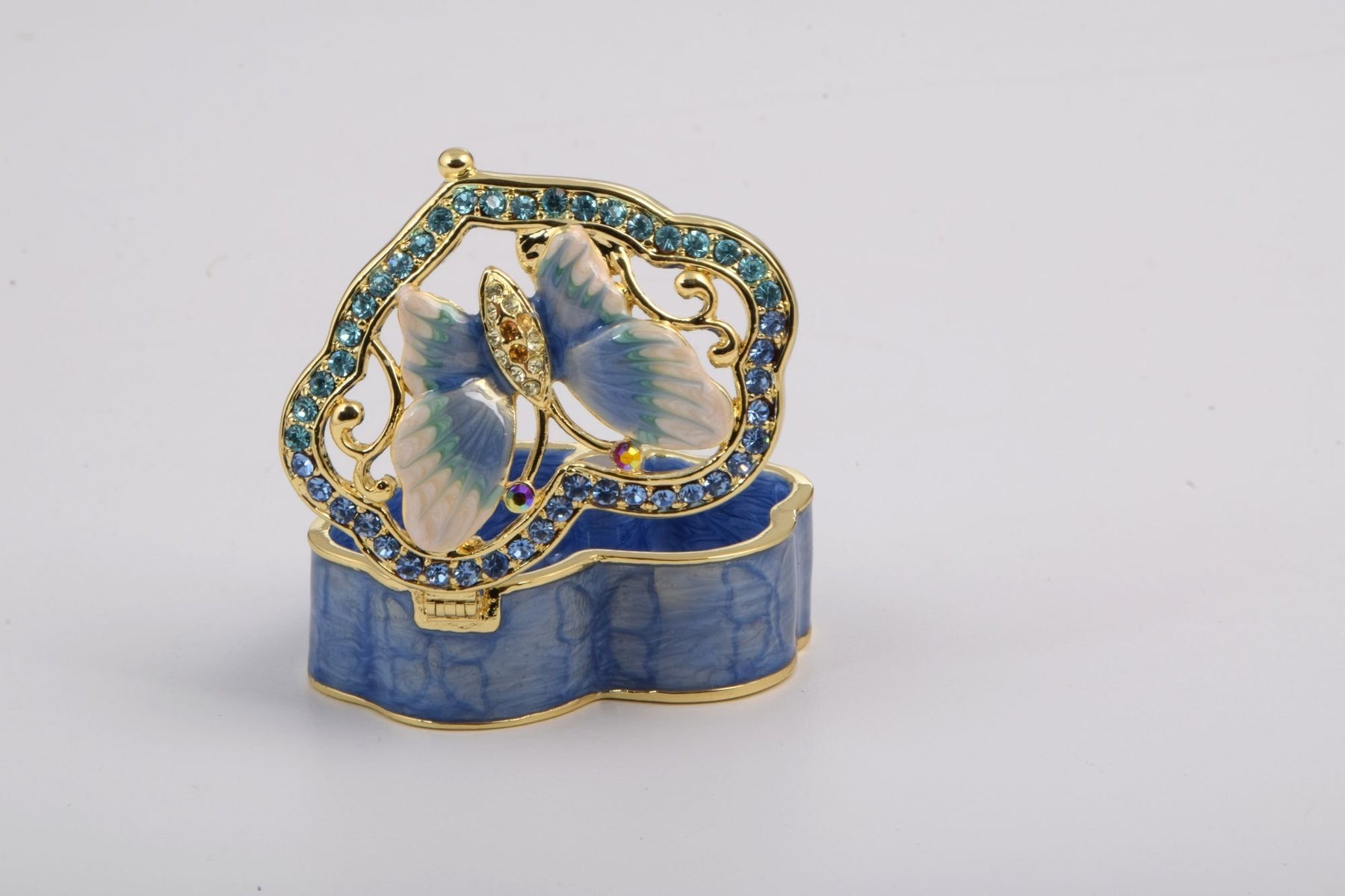 Keren Kopal Golden Blue Box Decorated with a Butterfly  45.25