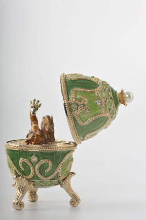 Keren Kopal Green Faberge Egg with Animals Inside  104.00