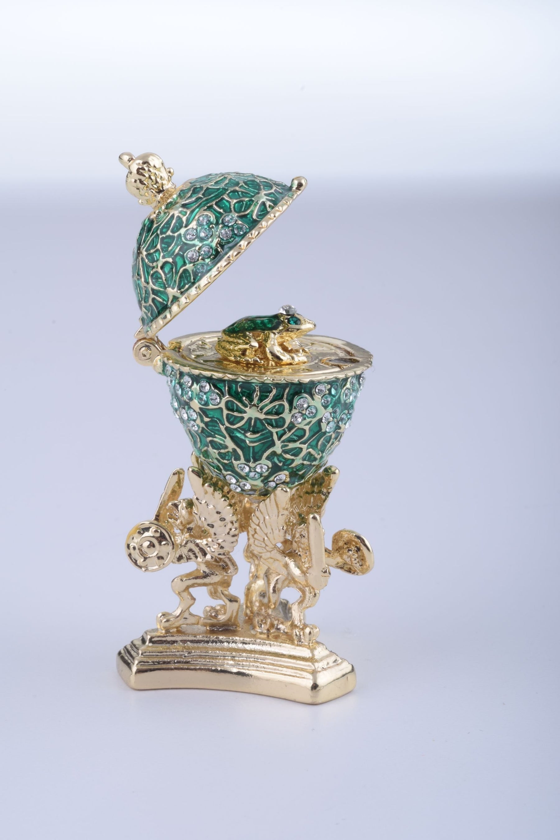 Keren Kopal Green Faberge Egg with a Golden Frog Inside  51.25