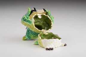 Keren Kopal Green Owl Playing Accordion Trinket Box  84.00