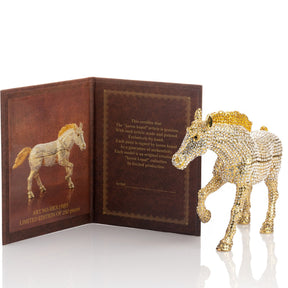 Large Golden Horse Decorated with White Crystals