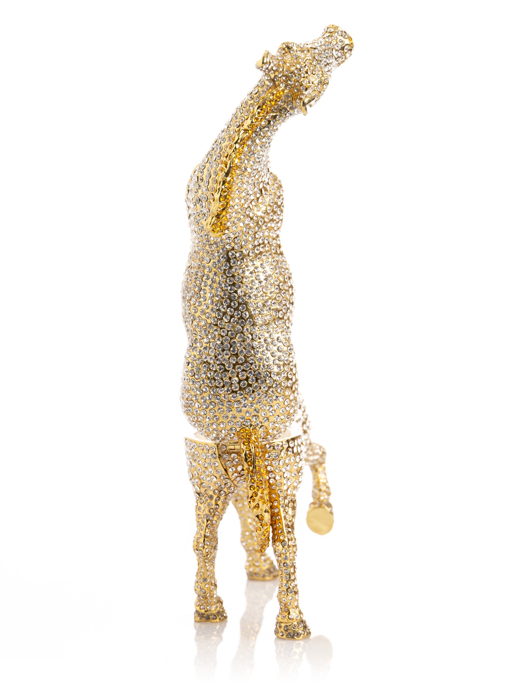 Large Golden Horse Decorated with White Crystals