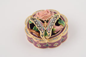 Butterfly on a Flower Trinket Box