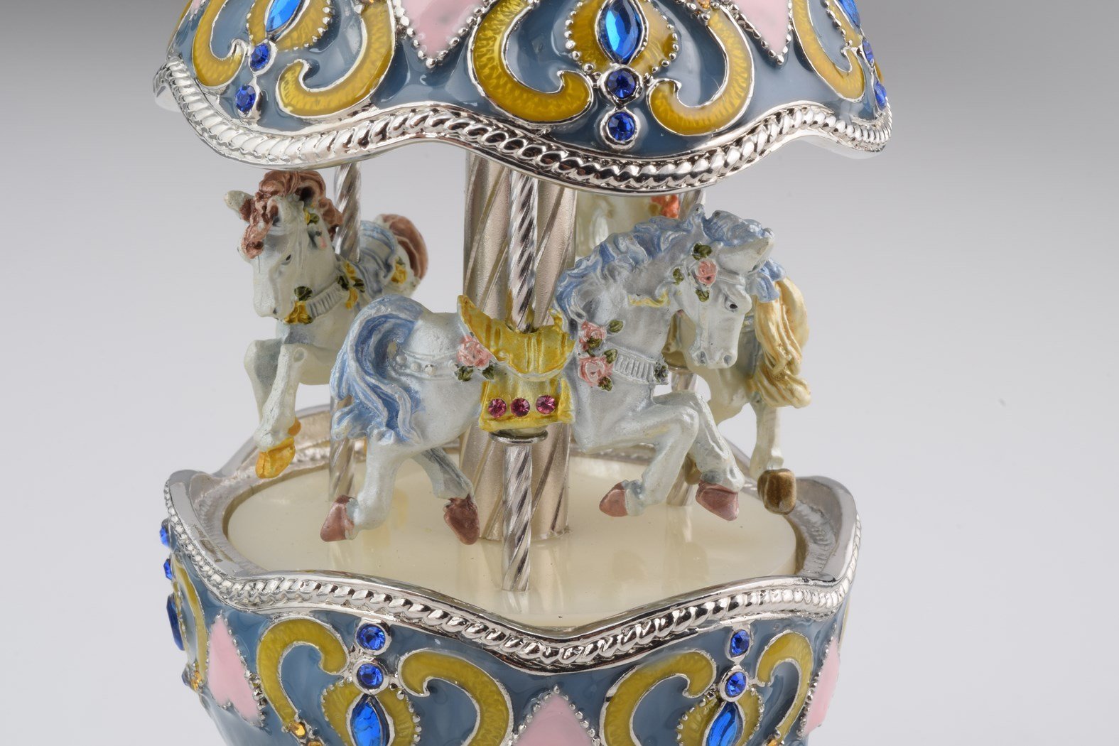 Keren Kopal Light Blue Faberge Egg with Horse Carousel  121.50