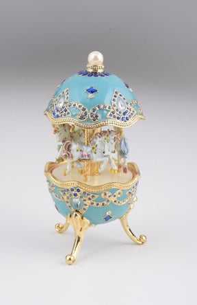 Keren Kopal Light Blue Faberge Egg with Horse Carousel  121.50