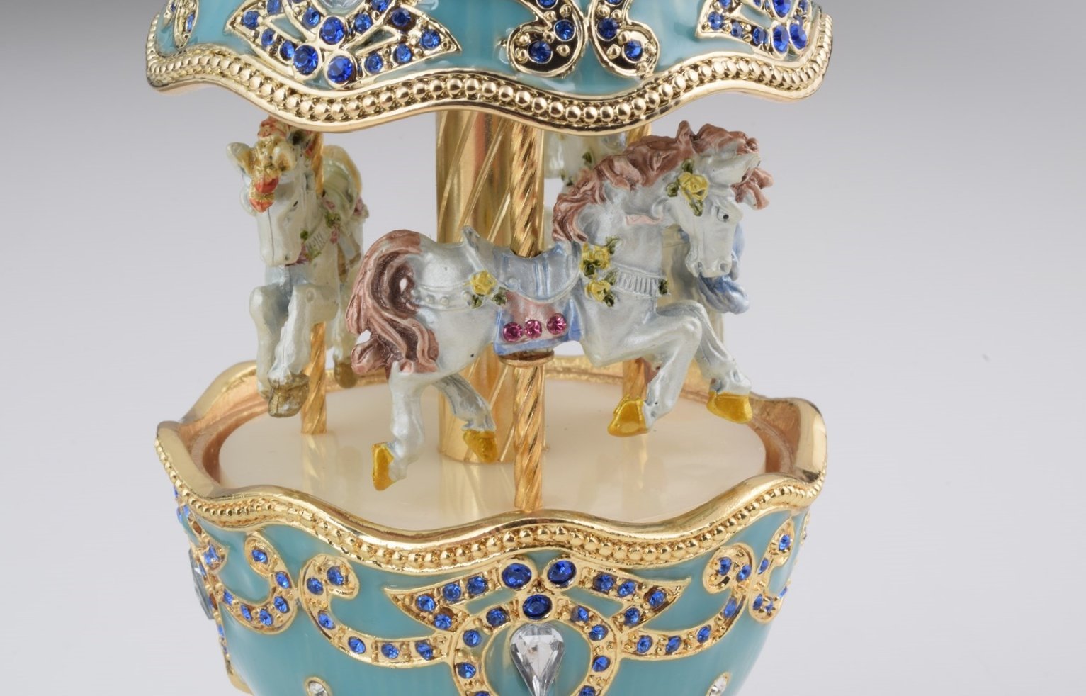 Keren Kopal Light Blue Faberge Egg with Horse Carousel  121.50